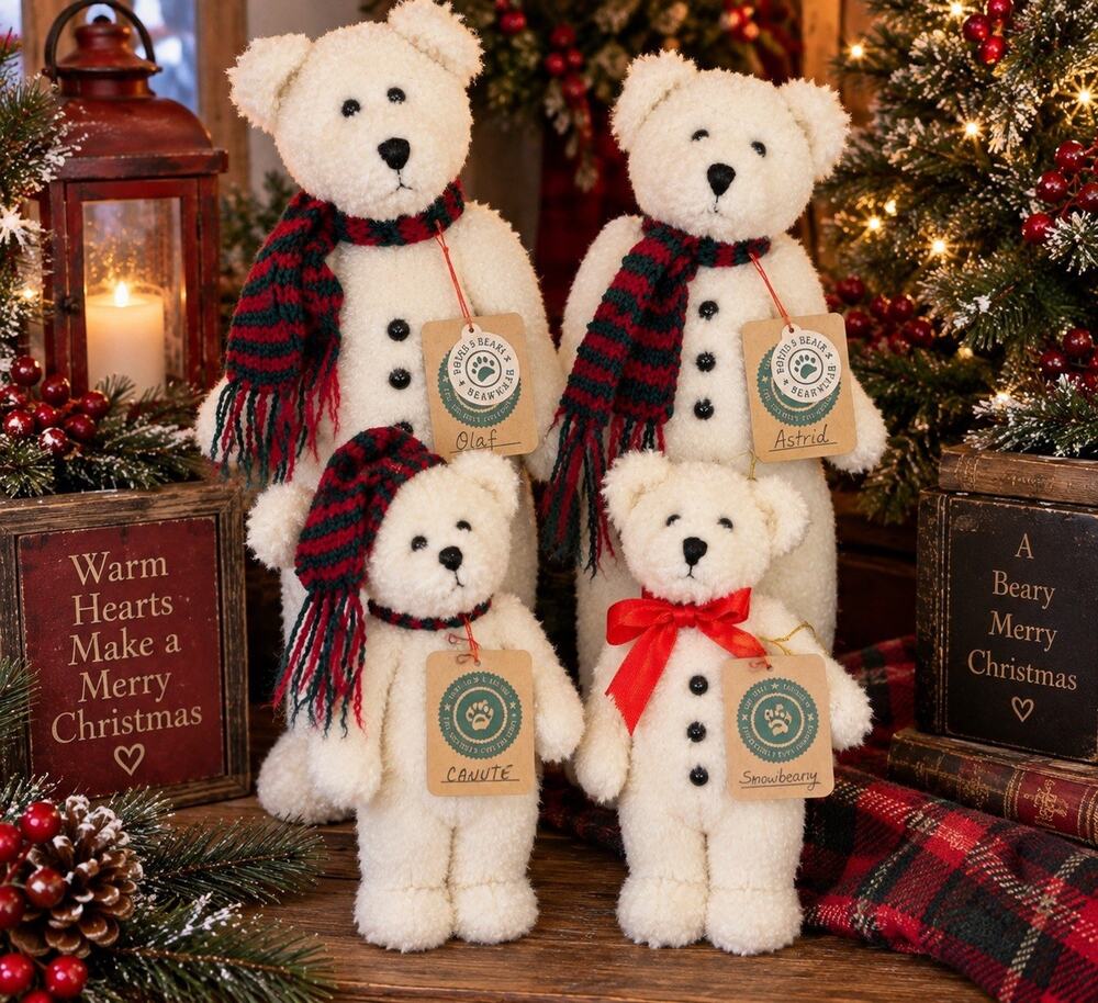 Boyds Bears Christmas Plush Lot 4 Olaf Astrid Canute Snowbeary Retired VTG